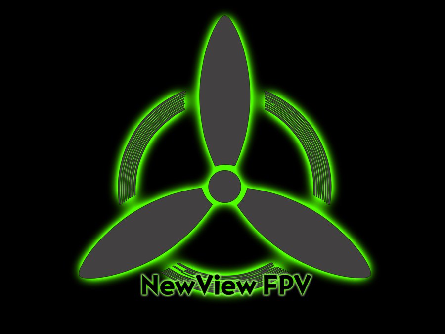 New View FPV pilot logo: a glowing green three-blade propeller